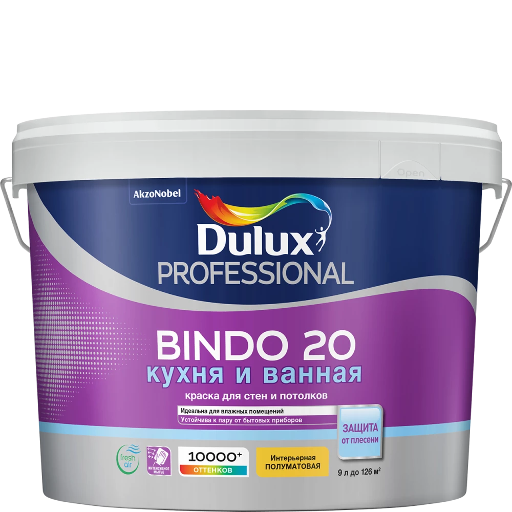 Dulux Bindo 20 Кухня и Ванная Краcка для стен и потолков полуматовая