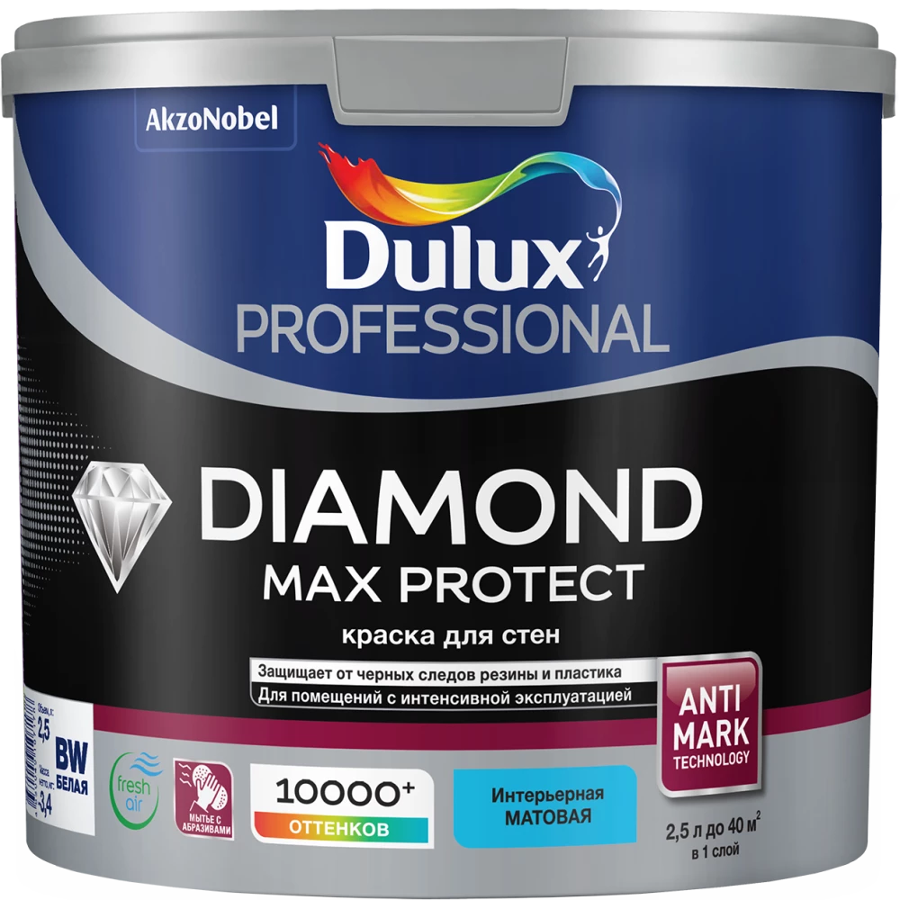 Dulux Professionl Diamond Max Protect Краска для стен и потолков износостойкая матовая